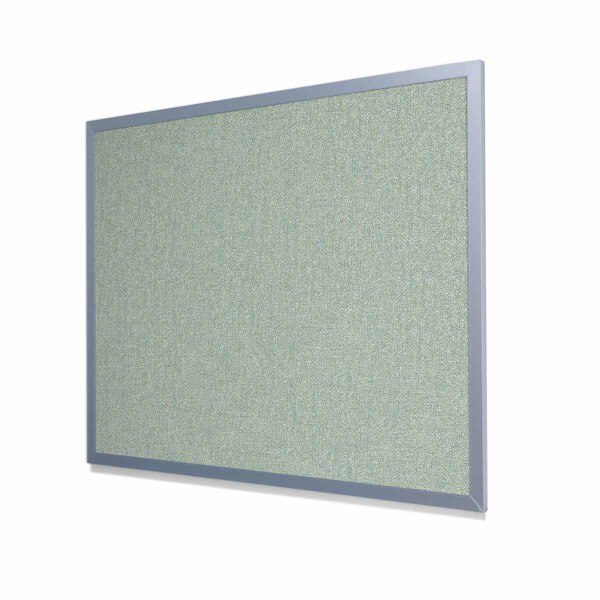 Type II Woven Vinyl Koroseal Linden II Mint Cork Board with Light Aluminum Frame